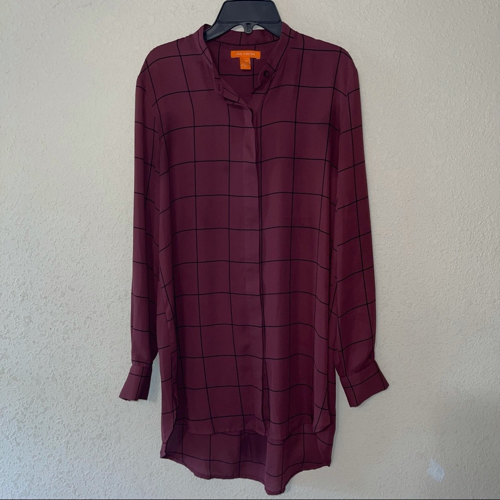 Joe Fresh burgundy long sleeve blouse